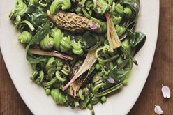 Sunday Paper Dinner Table: Ramp Top Pasta with Morels and Fiddleheads Image